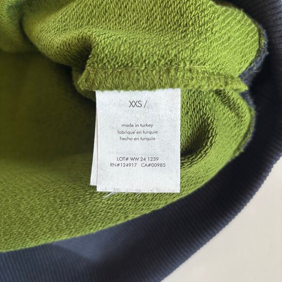 WeWoreWhat Colorblocked Oversized Fit Crewneck Sweatshirt Hunter Green/Navy XXS - Picture 6 of 8